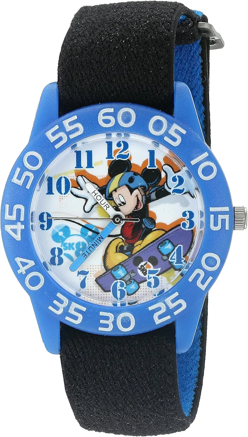Disney Mickey Mouse Kids' Plastic Time Teacher Analog Quartz Nylon Strap Watch