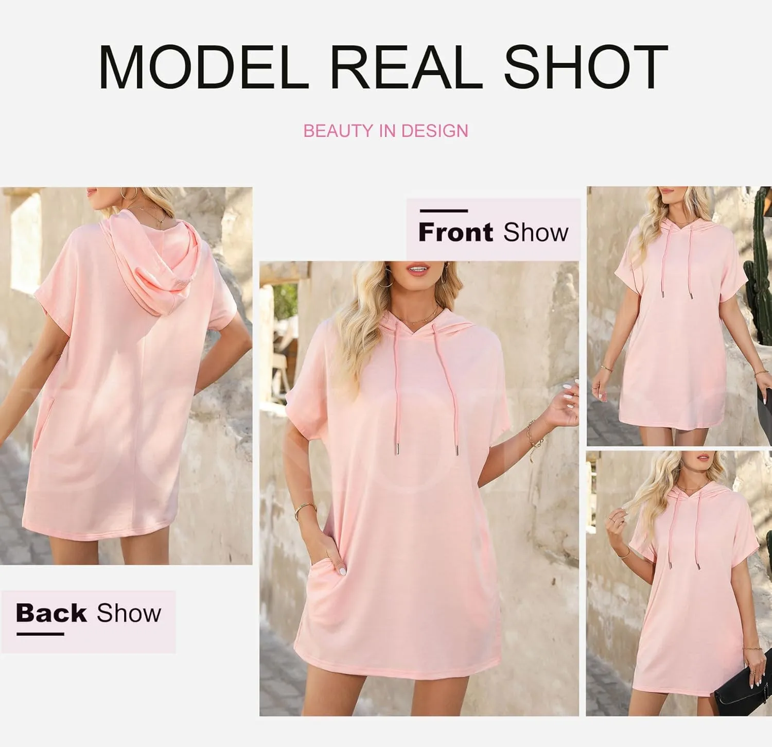 Dokotoo Womens Tops Dressy Casual Short Sleeve Oversized Tshirts Summer Hoodie Dress Tunics Tops Loose Fit Long Shirts