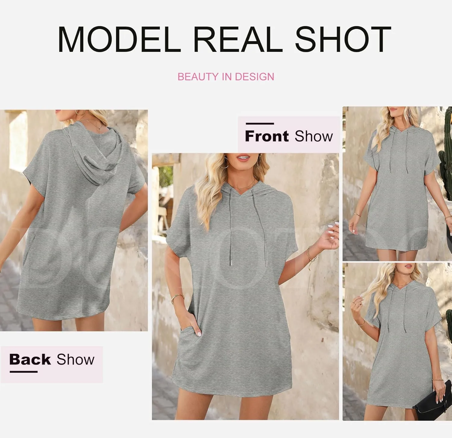 Dokotoo Womens Tops Dressy Casual Short Sleeve Oversized Tshirts Summer Hoodie Dress Tunics Tops Loose Fit Long Shirts
