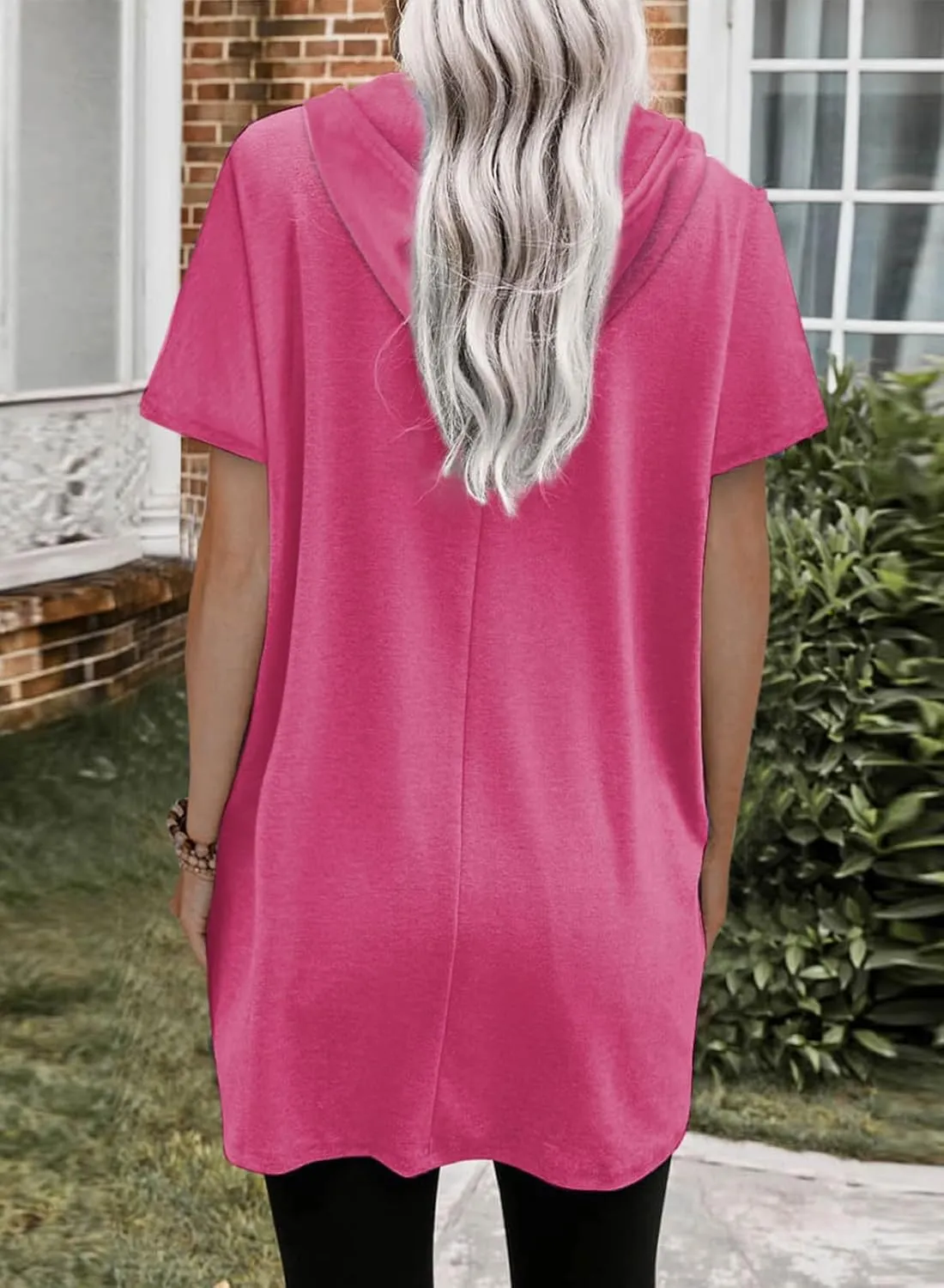 Dokotoo Womens Tops Dressy Casual Short Sleeve Oversized Tshirts Summer Hoodie Dress Tunics Tops Loose Fit Long Shirts