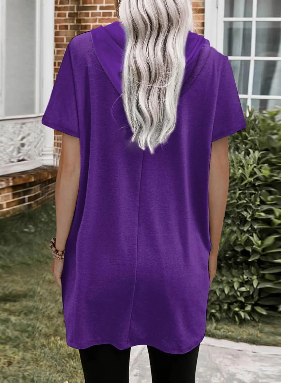 Dokotoo Womens Tops Dressy Casual Short Sleeve Oversized Tshirts Summer Hoodie Dress Tunics Tops Loose Fit Long Shirts