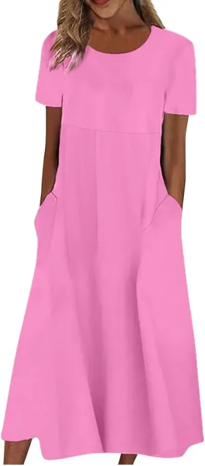 DPKLAD Women's Boho Formal Dresses for Women SummerDresses for Women 2025 Spring Dresses with Pockets