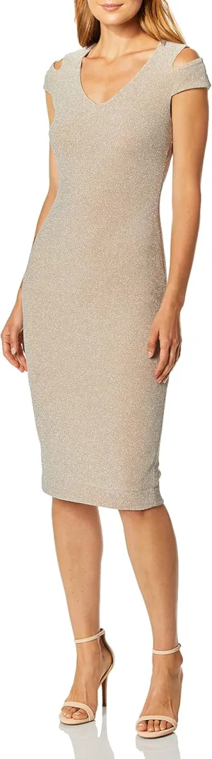 Dress the Population Women's Bryce Stretch Knit Bodycon Midi Dress with Cut-Outs