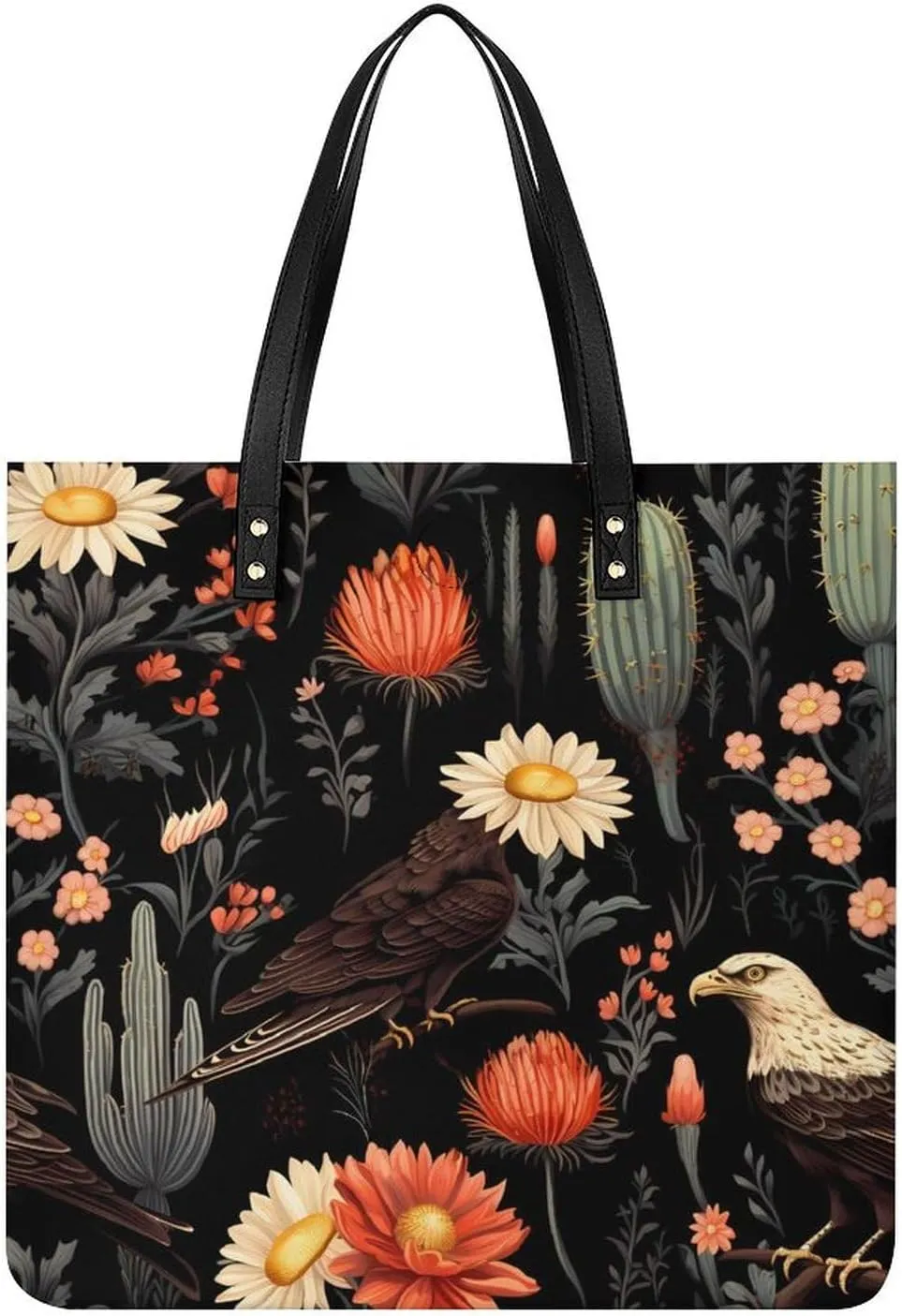 Eagle Cactus Tote Bags PU Leather Top Handle Satchel Handbags Shoulder Bags Travel Purse for Women Men