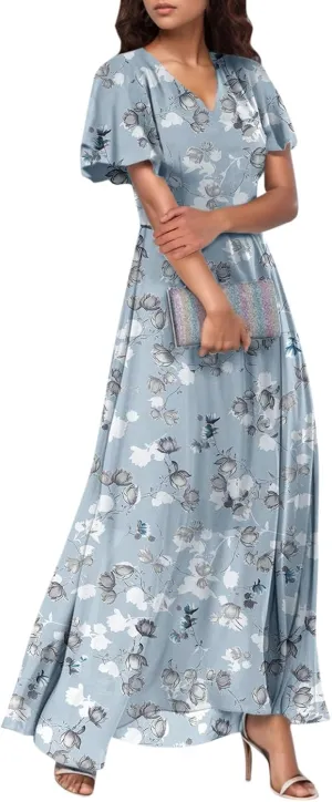 Easter Dresses for Women 2025 Summer Floral Chiffon Sun Dress Flowy Vacation Outfits Boho V Neck Ruffle Dress Beach Dress