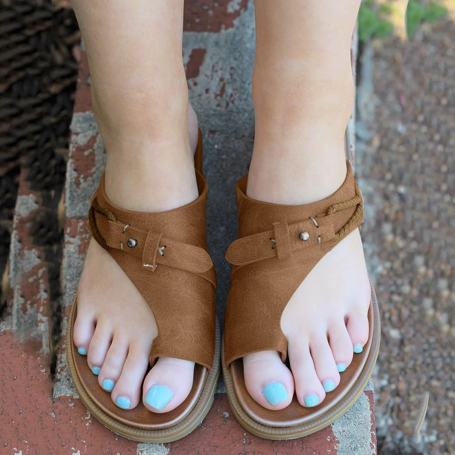 Eduavar Summer Sandals for Women 2023 Retro Thong Sandals Roman Shoes Leopard Sandal Ring Toe Slippers Casual Flat Sandals