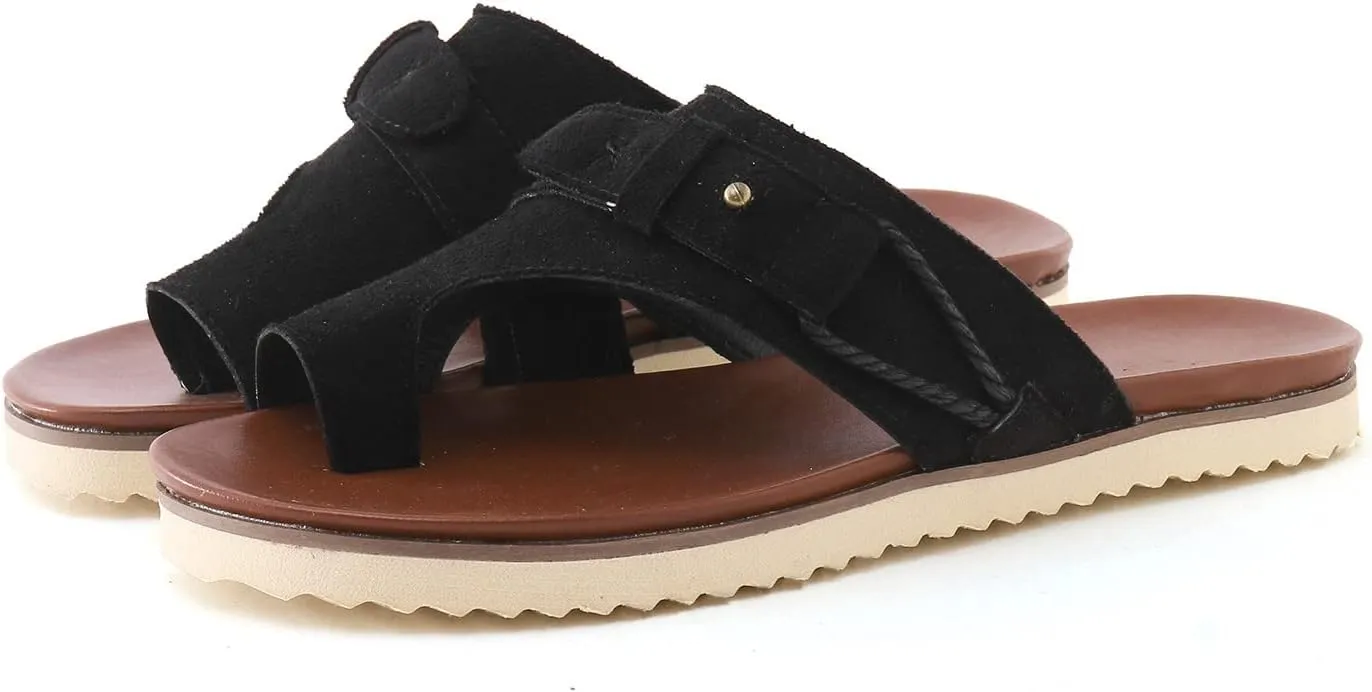Eduavar Summer Sandals for Women 2023 Retro Thong Sandals Roman Shoes Leopard Sandal Ring Toe Slippers Casual Flat Sandals