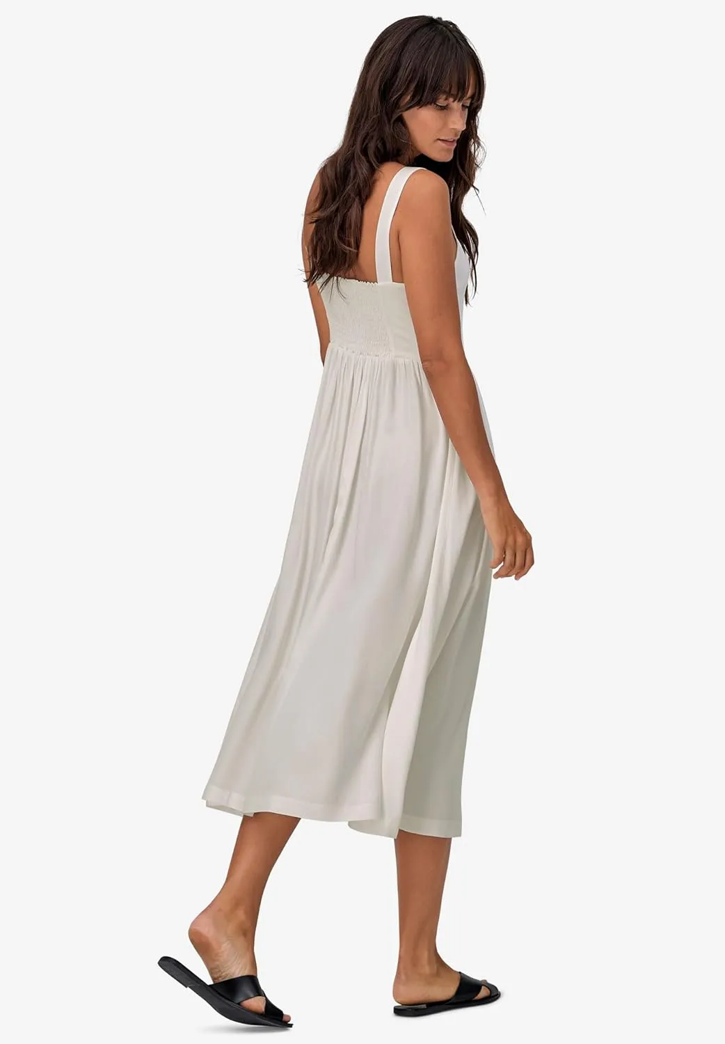 ellos Women's Plus Size Button-Front A-Line Midi Dress