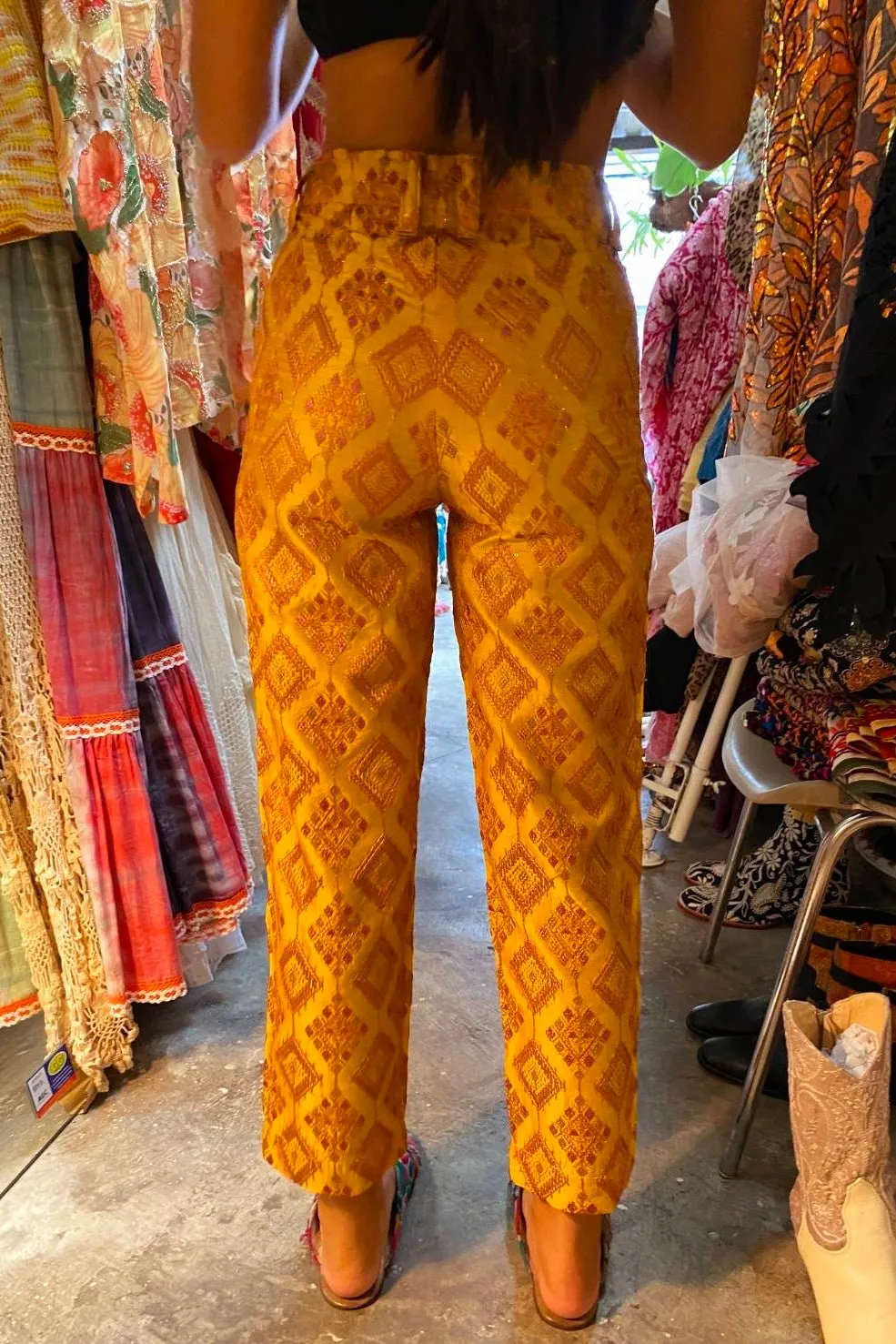 EMBROIDERED SILK PANTS QUIN