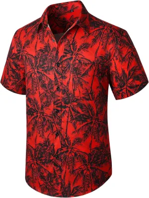 Enlison Men's Hawaiian Shirt Short Sleeve Casual Summer Beach Aloha Shirt Floral Button Down Tropical Hawaii Shirts