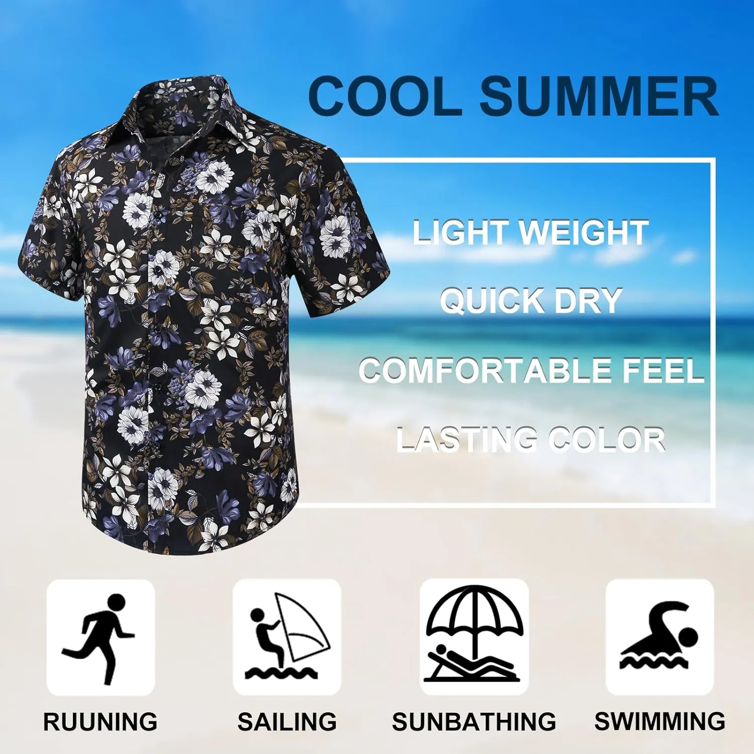 Enlison Men's Hawaiian Shirt Short Sleeve Casual Summer Beach Aloha Shirt Floral Button Down Tropical Hawaii Shirts