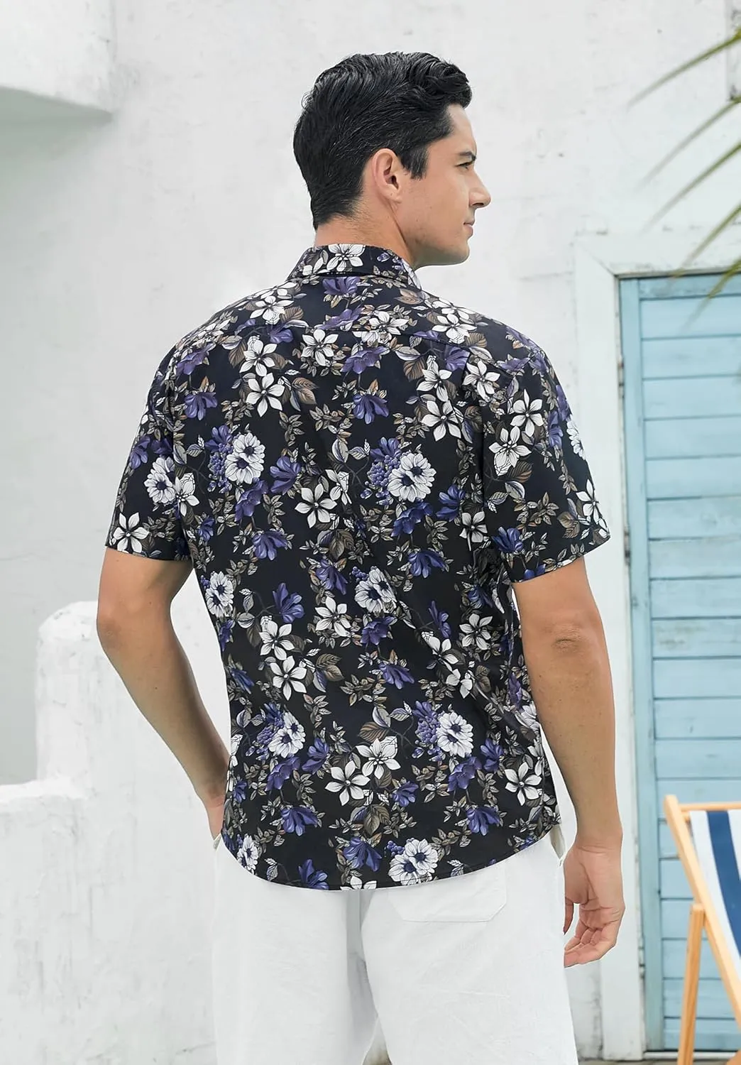 Enlison Men's Hawaiian Shirt Short Sleeve Casual Summer Beach Aloha Shirt Floral Button Down Tropical Hawaii Shirts