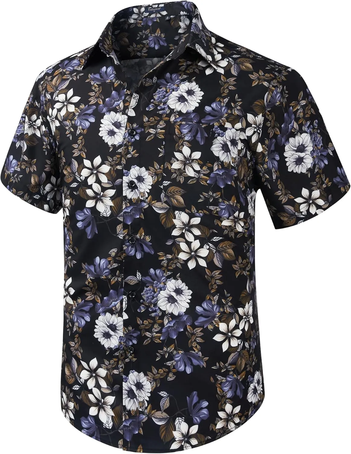 Enlison Men's Hawaiian Shirt Short Sleeve Casual Summer Beach Aloha Shirt Floral Button Down Tropical Hawaii Shirts