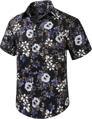 Enlison Men's Hawaiian Shirt Short Sleeve Casual Summer Beach Aloha Shirt Floral Button Down Tropical Hawaii Shirts