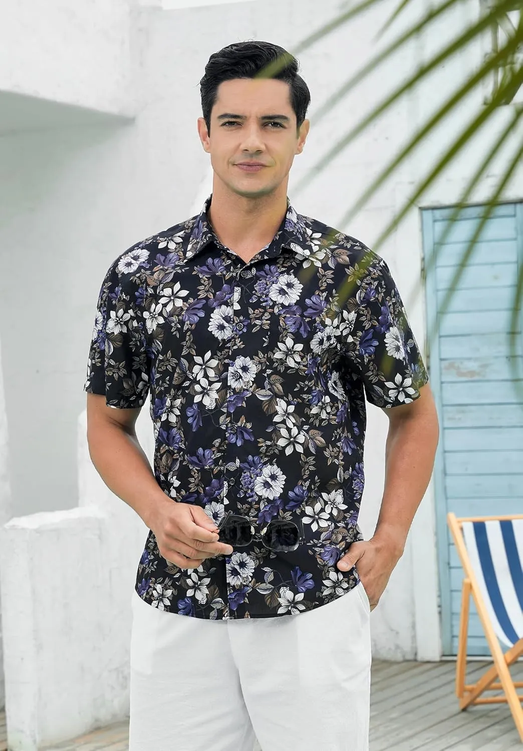 Enlison Men's Hawaiian Shirt Short Sleeve Casual Summer Beach Aloha Shirt Floral Button Down Tropical Hawaii Shirts