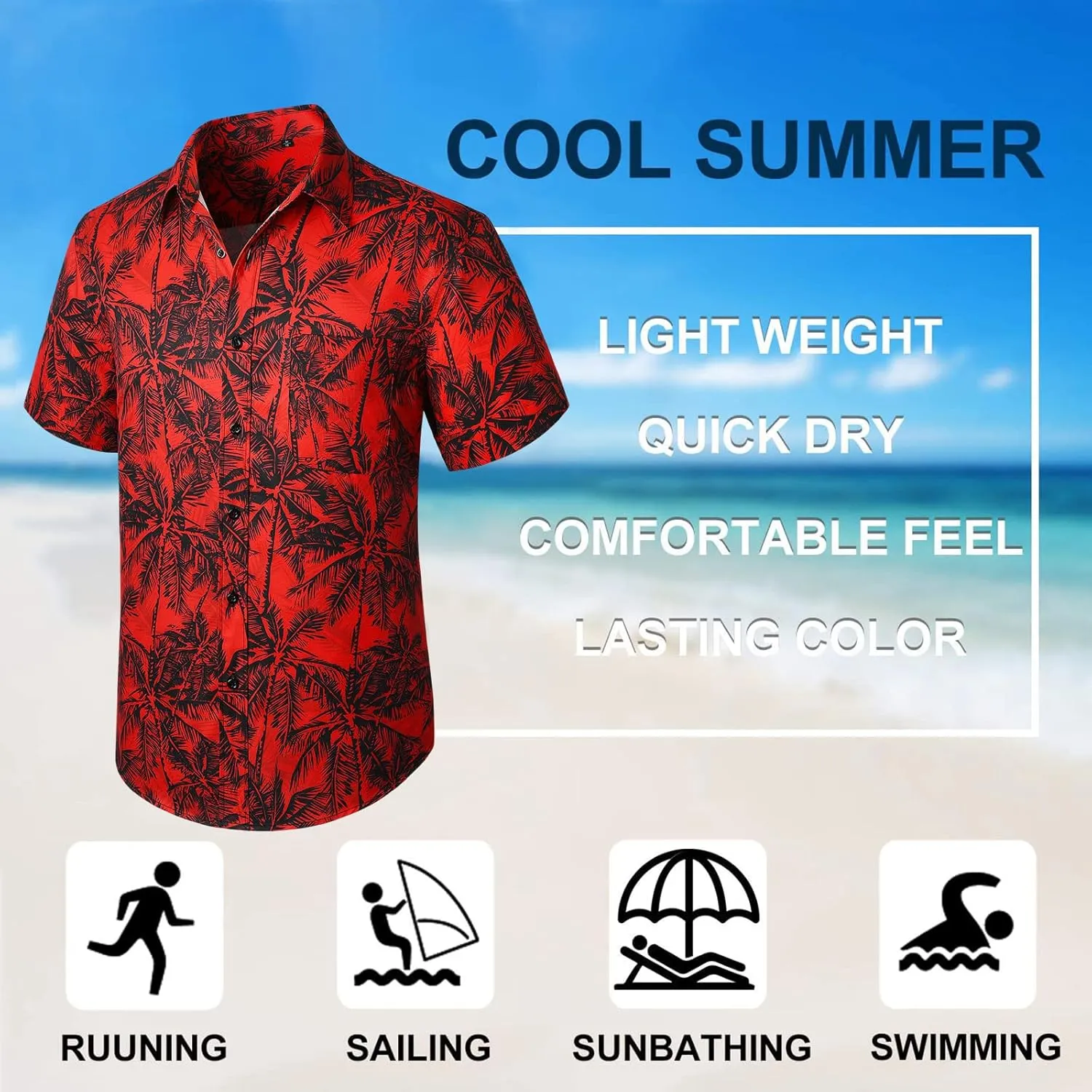 Enlison Men's Hawaiian Shirt Short Sleeve Casual Summer Beach Aloha Shirt Floral Button Down Tropical Hawaii Shirts