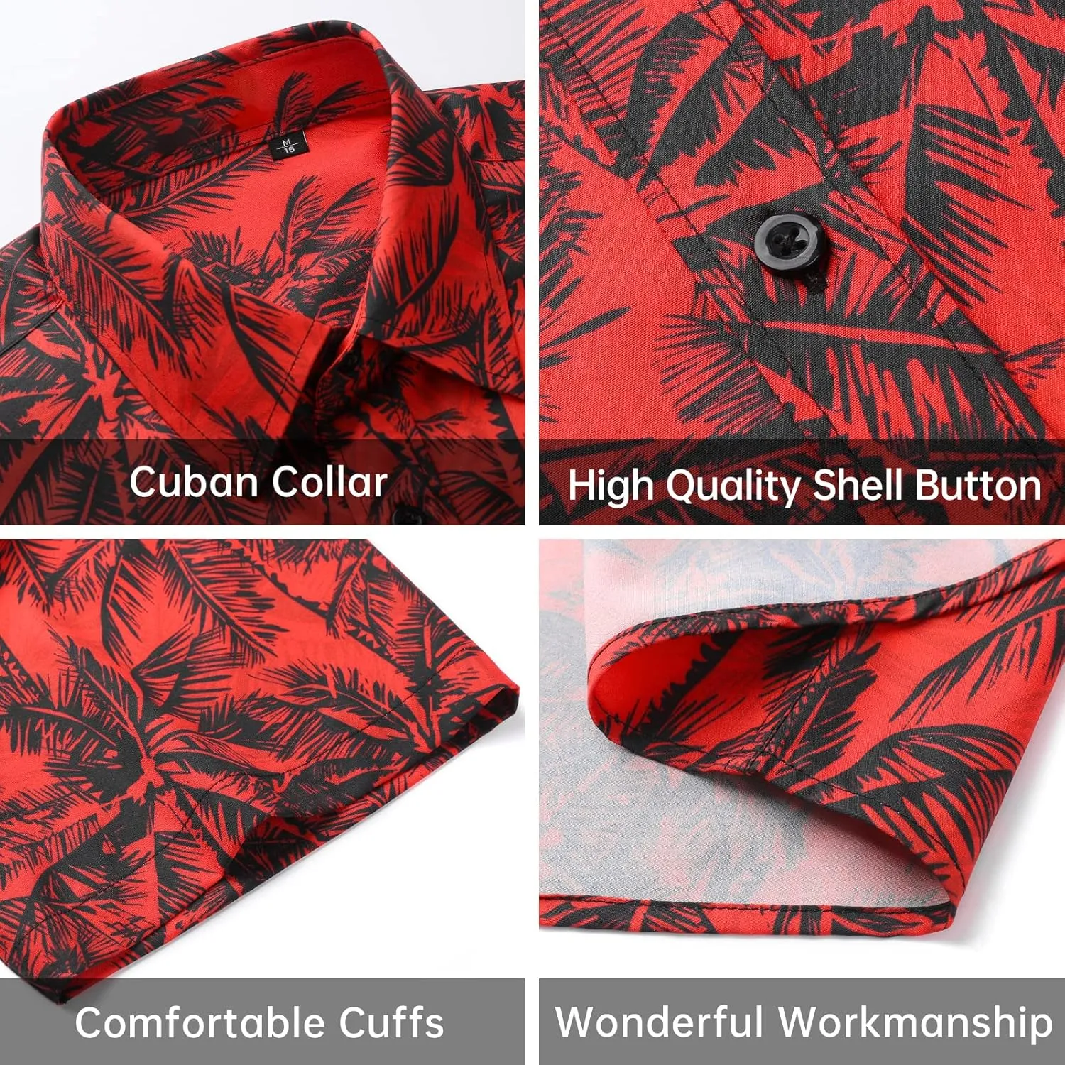 Enlison Men's Hawaiian Shirt Short Sleeve Casual Summer Beach Aloha Shirt Floral Button Down Tropical Hawaii Shirts
