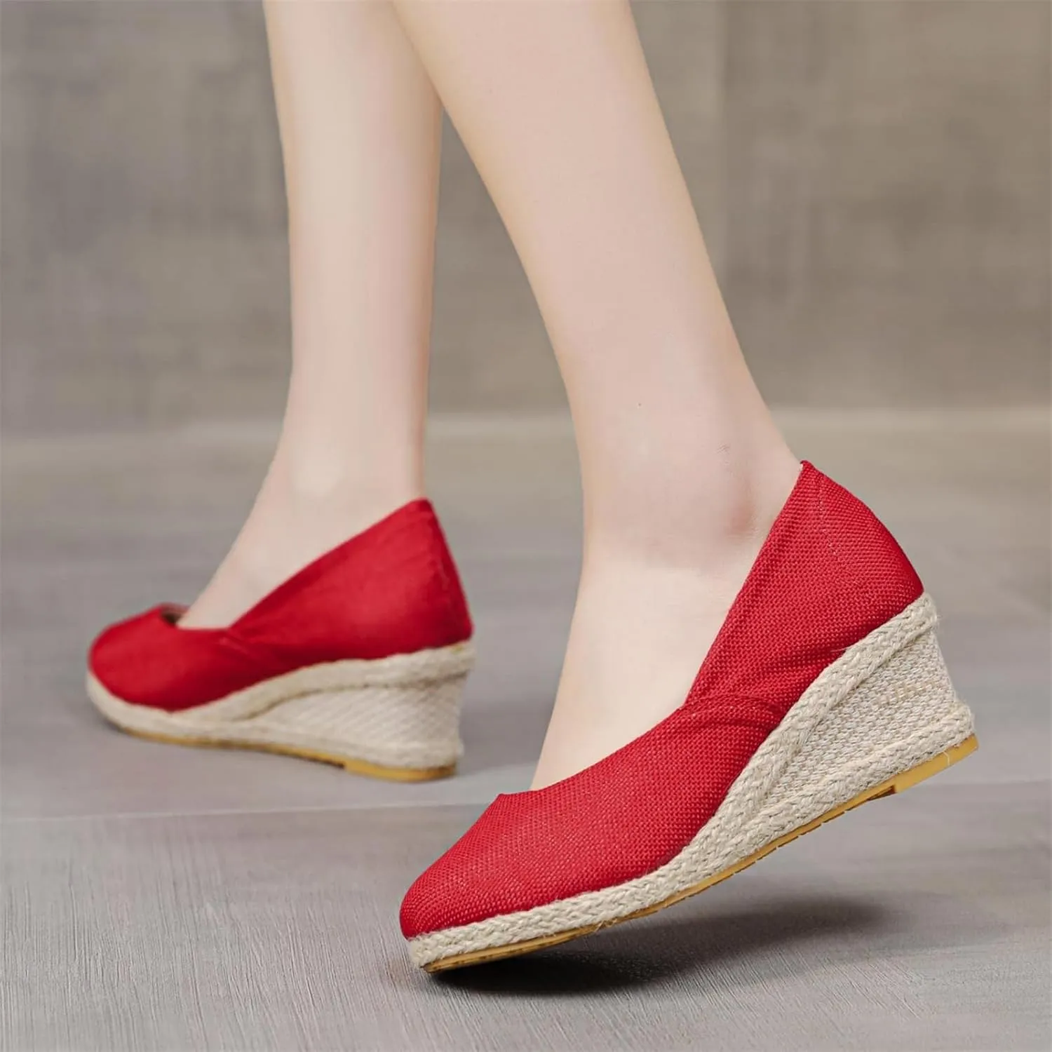Espadrille Wedges Sandals for Women Platform Slip On Closed Toe Pumps Shoes Womens Summer Dressy Elegant Solid Color Comfortable Wedge