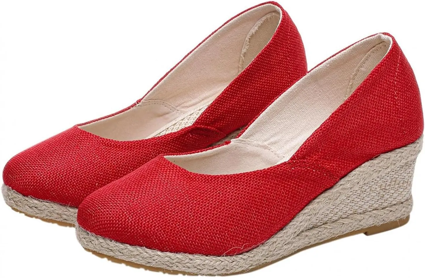 Espadrille Wedges Sandals for Women Platform Slip On Closed Toe Pumps Shoes Womens Summer Dressy Elegant Solid Color Comfortable Wedge