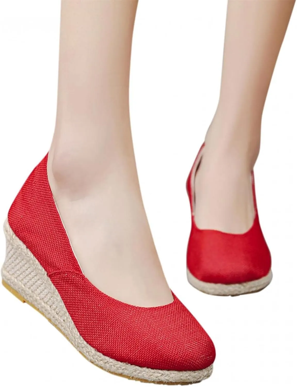 Espadrille Wedges Sandals for Women Platform Slip On Closed Toe Pumps Shoes Womens Summer Dressy Elegant Solid Color Comfortable Wedge