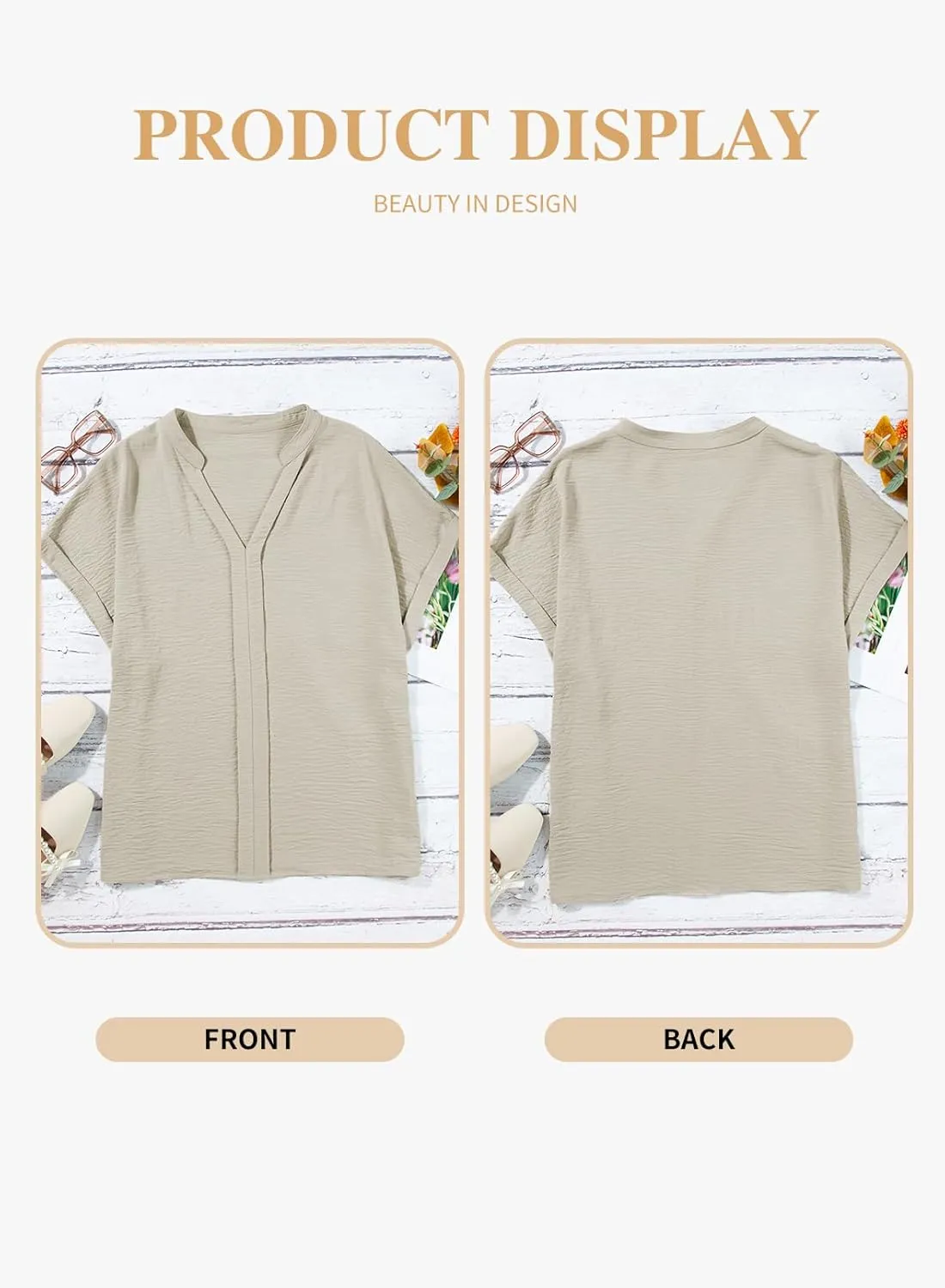 Eytino Womens Plus Size Summer Tops V Neck Short Sleeve Dressy Casual Blouse Work Shirts (1X-5X)