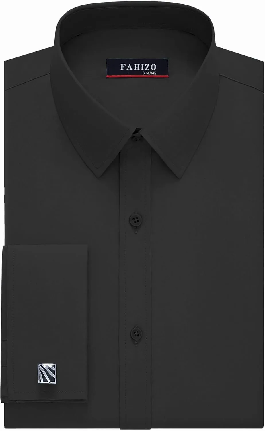 FAHIZO Men's White Tuxedo Shirt with Wing Collar, French Cuffs & Accessories