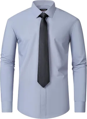 FAHIZO Men's White Tuxedo Shirt with Wing Collar, French Cuffs & Accessories