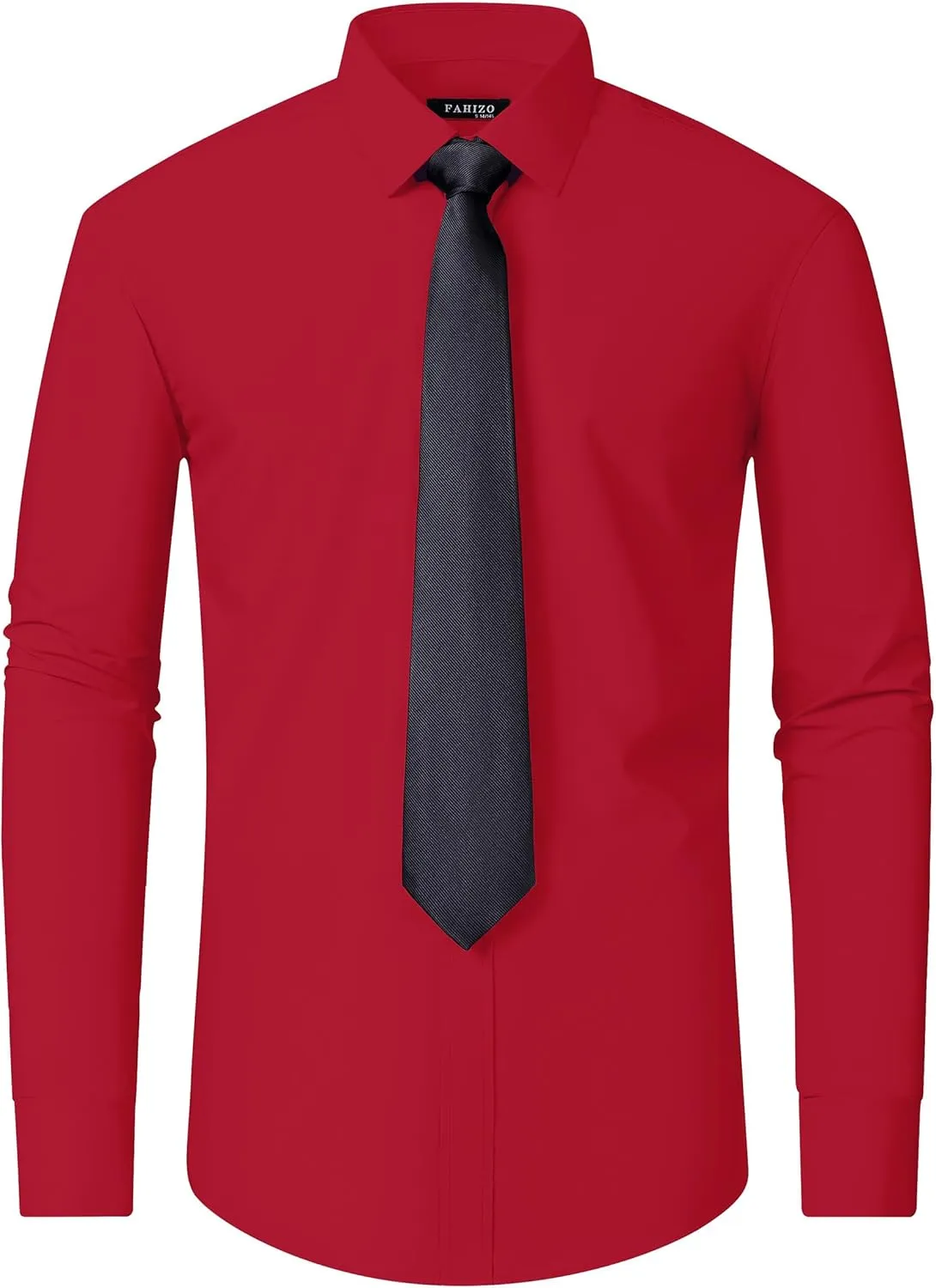 FAHIZO Men's White Tuxedo Shirt with Wing Collar, French Cuffs & Accessories