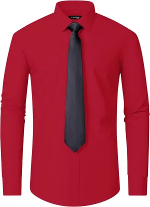 FAHIZO Men's White Tuxedo Shirt with Wing Collar, French Cuffs & Accessories