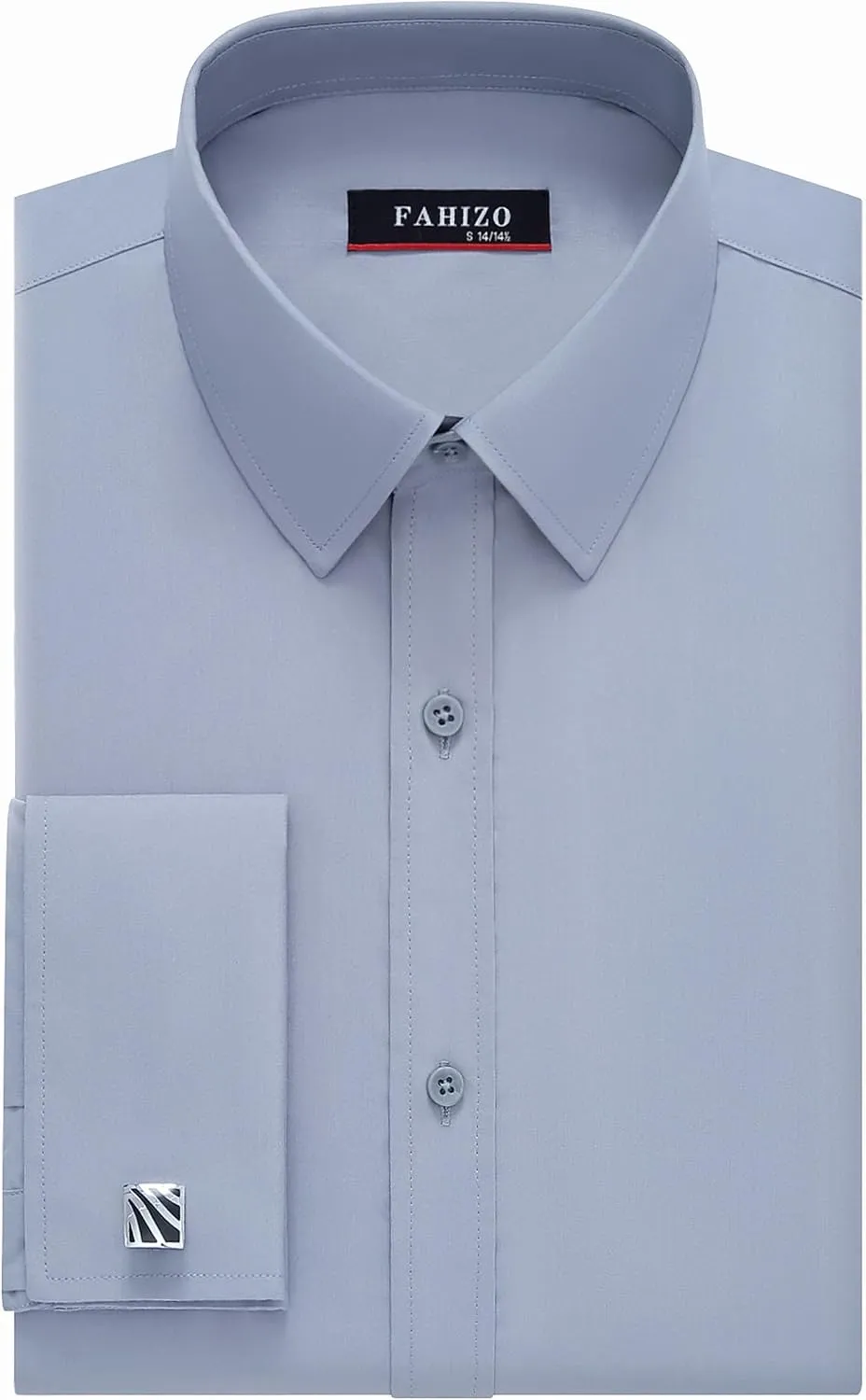 FAHIZO Men's White Tuxedo Shirt with Wing Collar, French Cuffs & Accessories