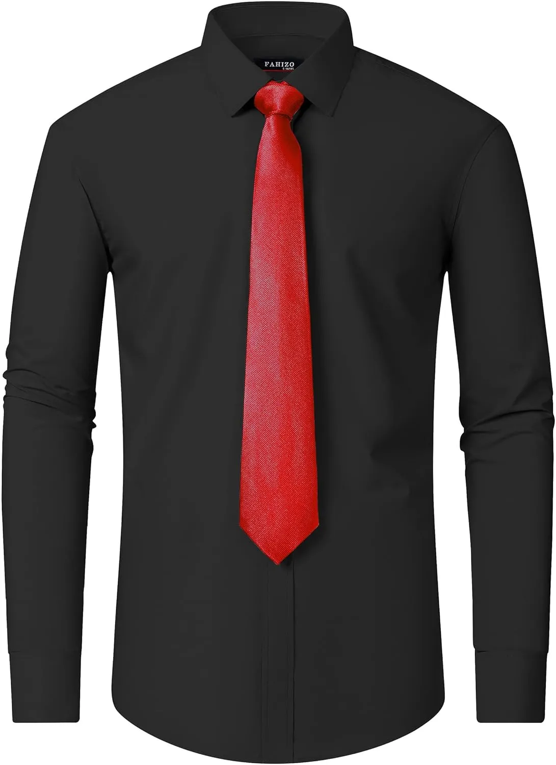 FAHIZO Men's White Tuxedo Shirt with Wing Collar, French Cuffs & Accessories
