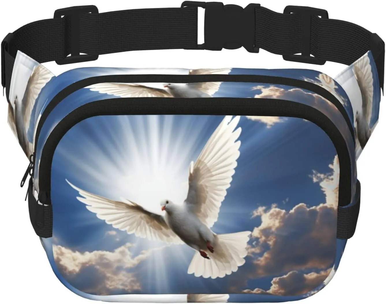 Fanny Packs for Women Adjustable Belt Bag Lightweight Fashion Waist Packs Men Sling Bag dove sky Fanny Pack Crossbody Belt Bag for Traveling Workout Running Cycling