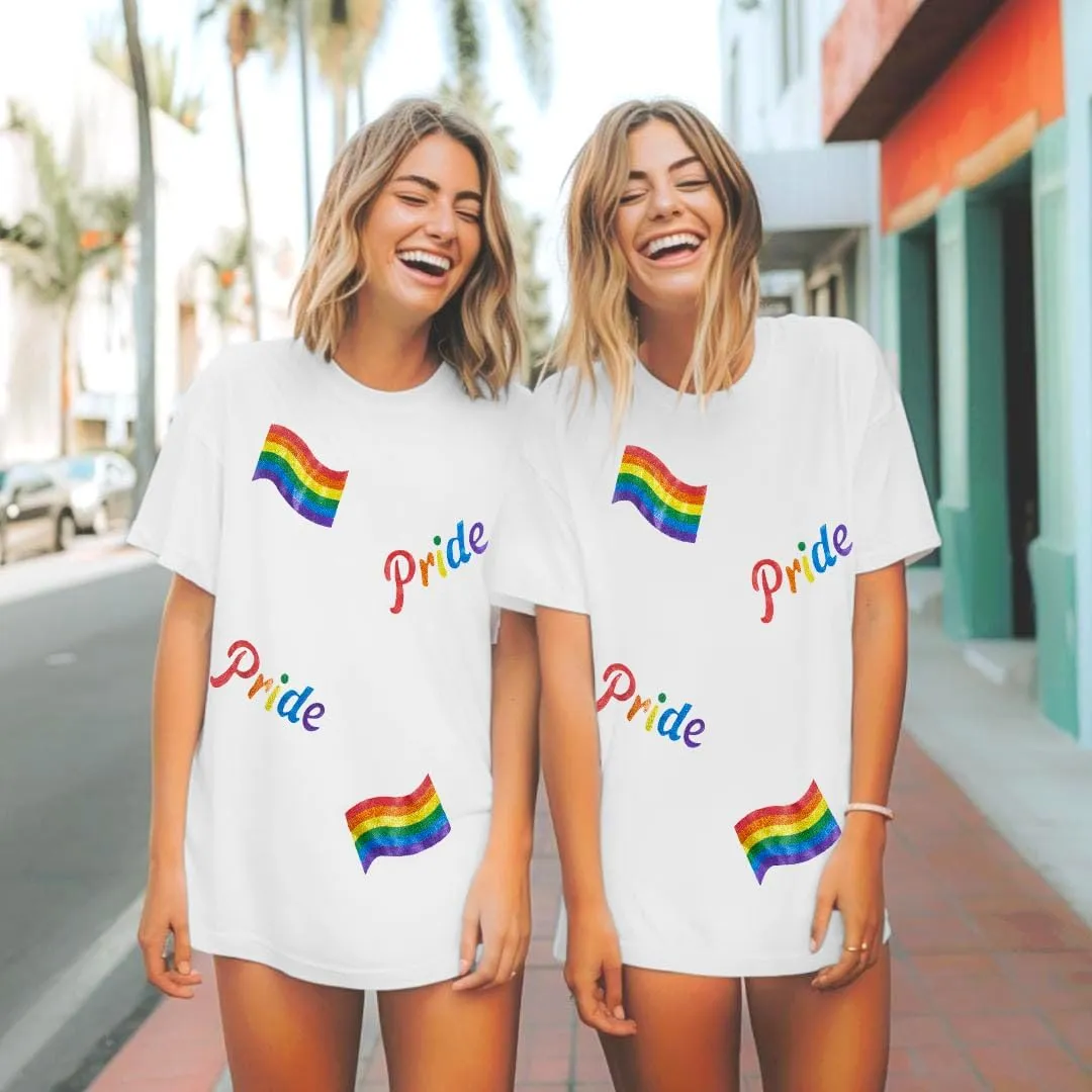 FASHGL Pride T-Shirts Women Rainbow Flag Graphic Tee Shirt LGBT Oversized Shirts Casual Short Sleeve Tops