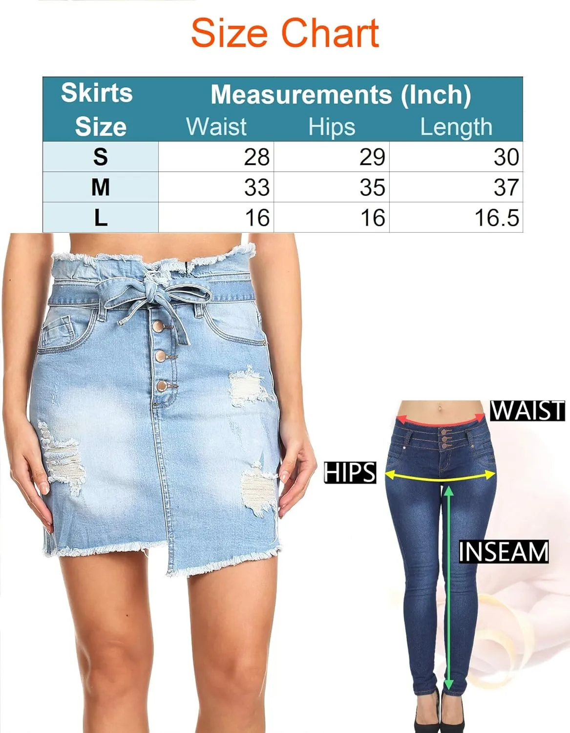 Fashion2Love Women's Juniors High Waisted Stretch Belted Asymmetric Ripped Denim Skirt