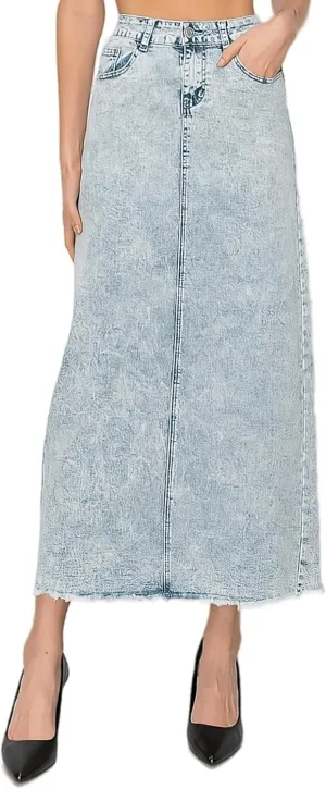 Fashion2Love Women's Juniors/Plus Size Stretch Denim Long Skirt (89057)