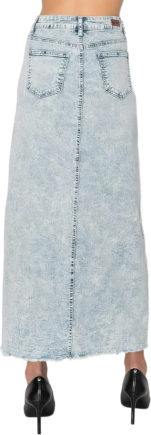 Fashion2Love Women's Juniors/Plus Size Stretch Denim Long Skirt (89057)