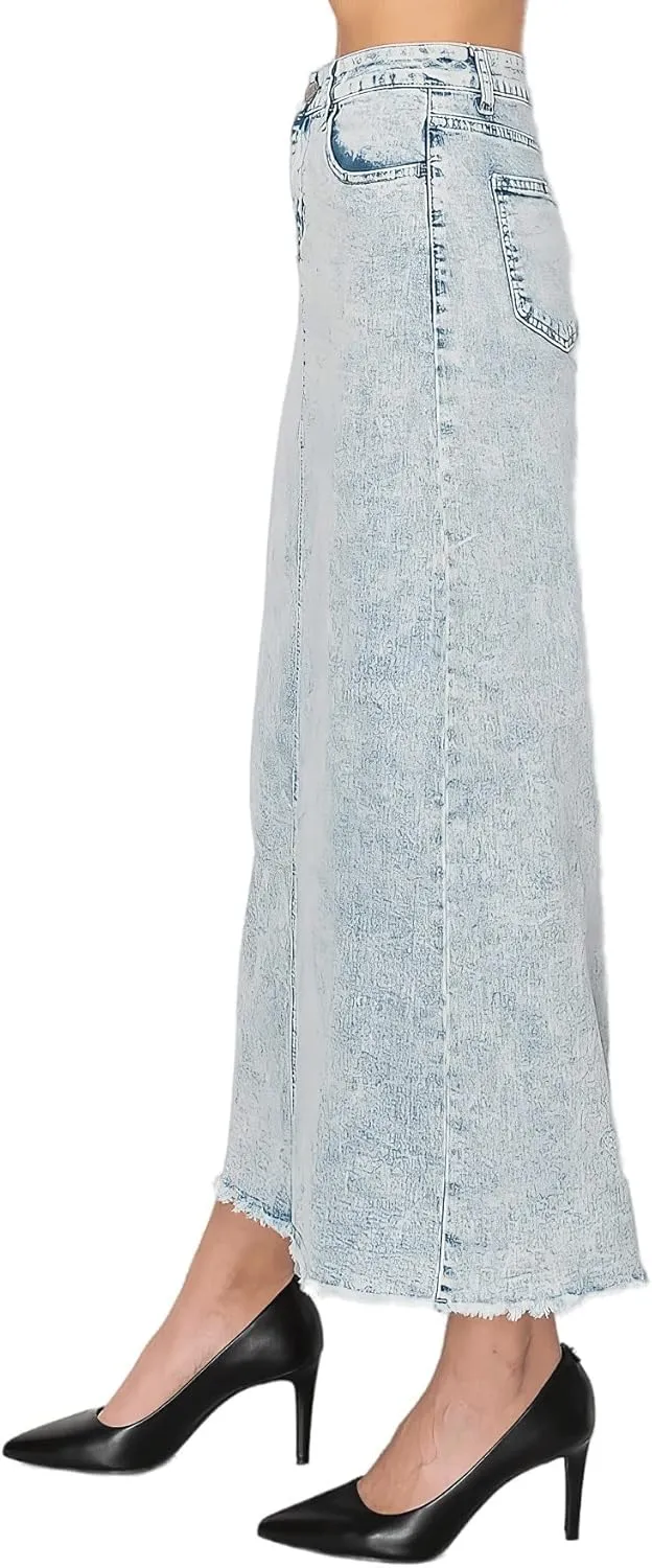 Fashion2Love Women's Juniors/Plus Size Stretch Denim Long Skirt (89057)