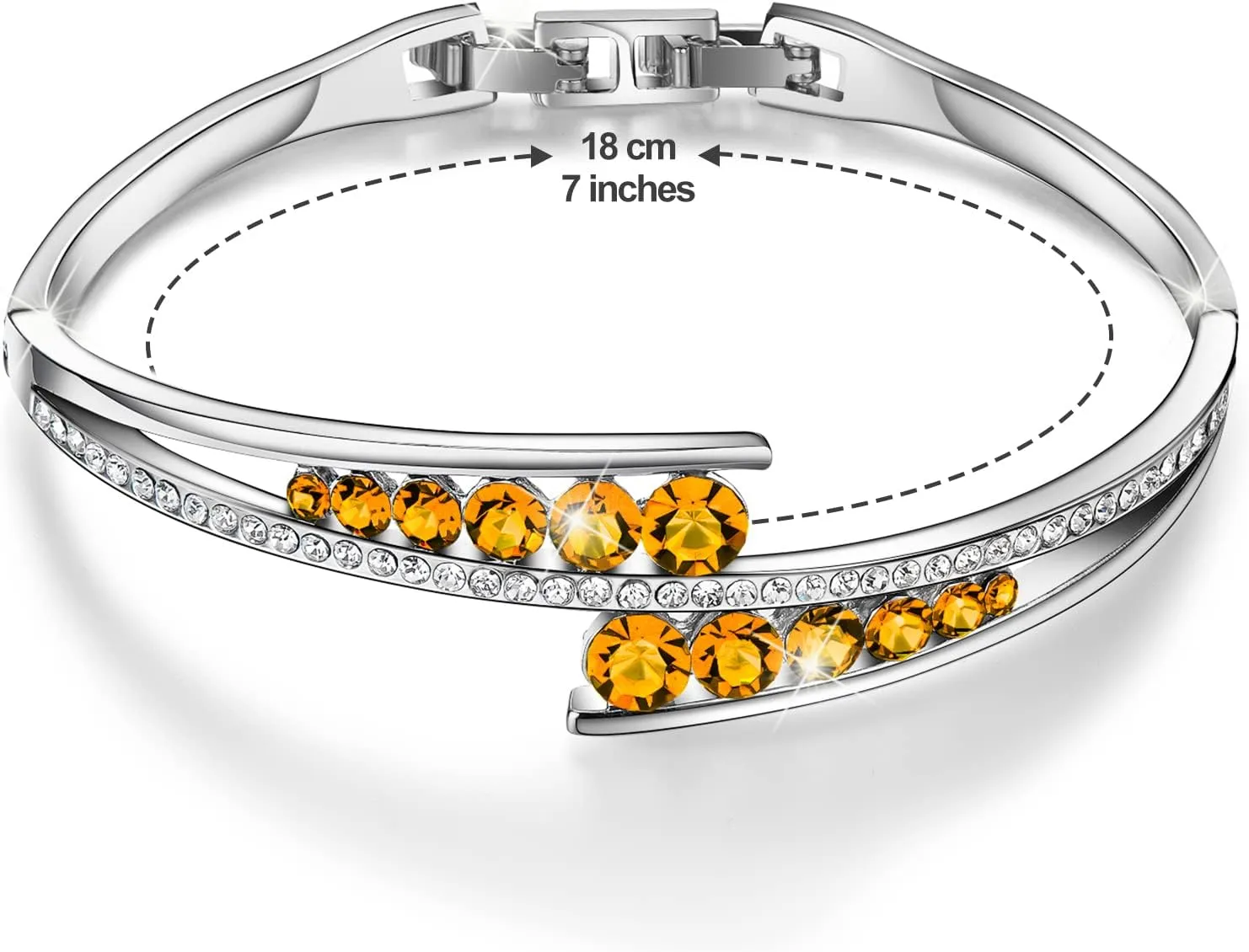 Fasion Jewelry Love Encounter Bangle Bracelets For Women 18K Gold Plating Adjustable Bracelets With Crystal For Wife Girlfriend Or Mothers Idea Gift For Mother's day