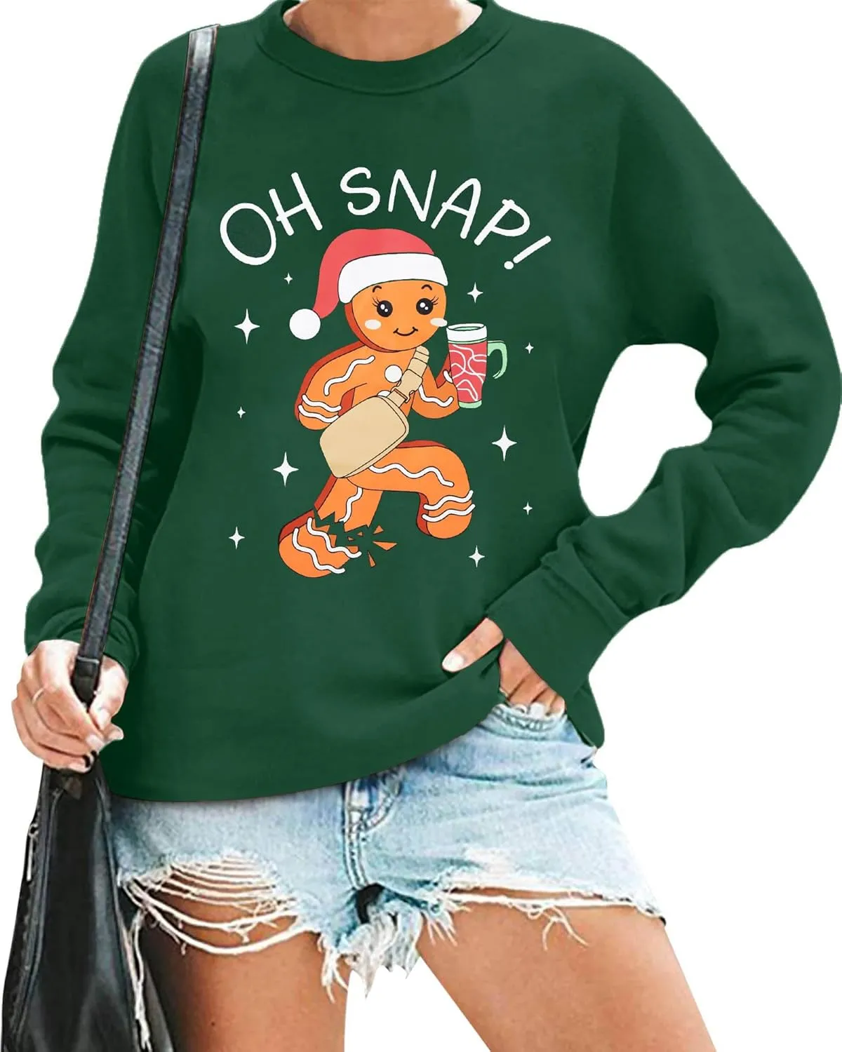 FAYALEQ Merry Christmas Sweatshirts Women: Gingerbread Graphic Shirts Funny Xmas Sweater Winter Long Sleeve Pullovers