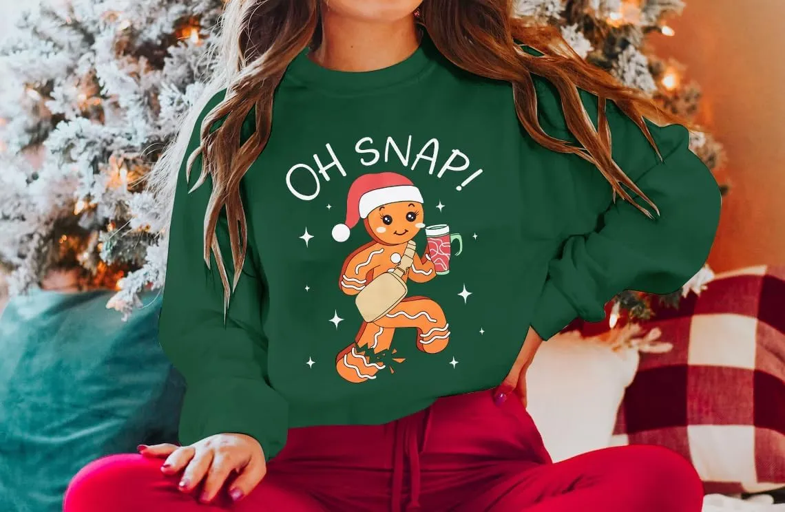 FAYALEQ Merry Christmas Sweatshirts Women: Gingerbread Graphic Shirts Funny Xmas Sweater Winter Long Sleeve Pullovers