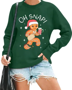 FAYALEQ Merry Christmas Sweatshirts Women: Gingerbread Graphic Shirts Funny Xmas Sweater Winter Long Sleeve Pullovers