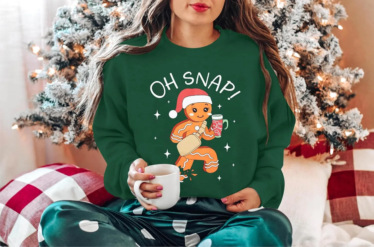 FAYALEQ Merry Christmas Sweatshirts Women: Gingerbread Graphic Shirts Funny Xmas Sweater Winter Long Sleeve Pullovers