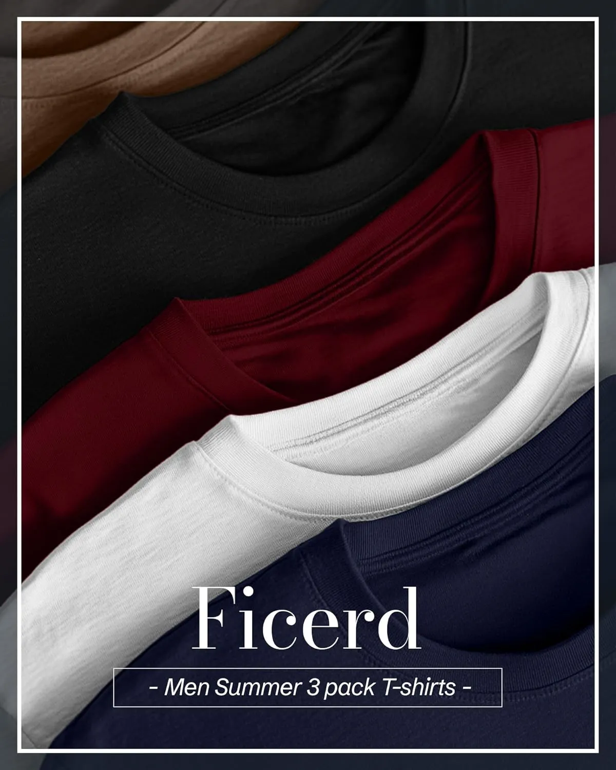 Ficerd 3 Pack Men's Big and Tall Shirts Short Sleeve Cotton Tee Crew Neck Basic Casual Top Loose Fit Summer T Shirts