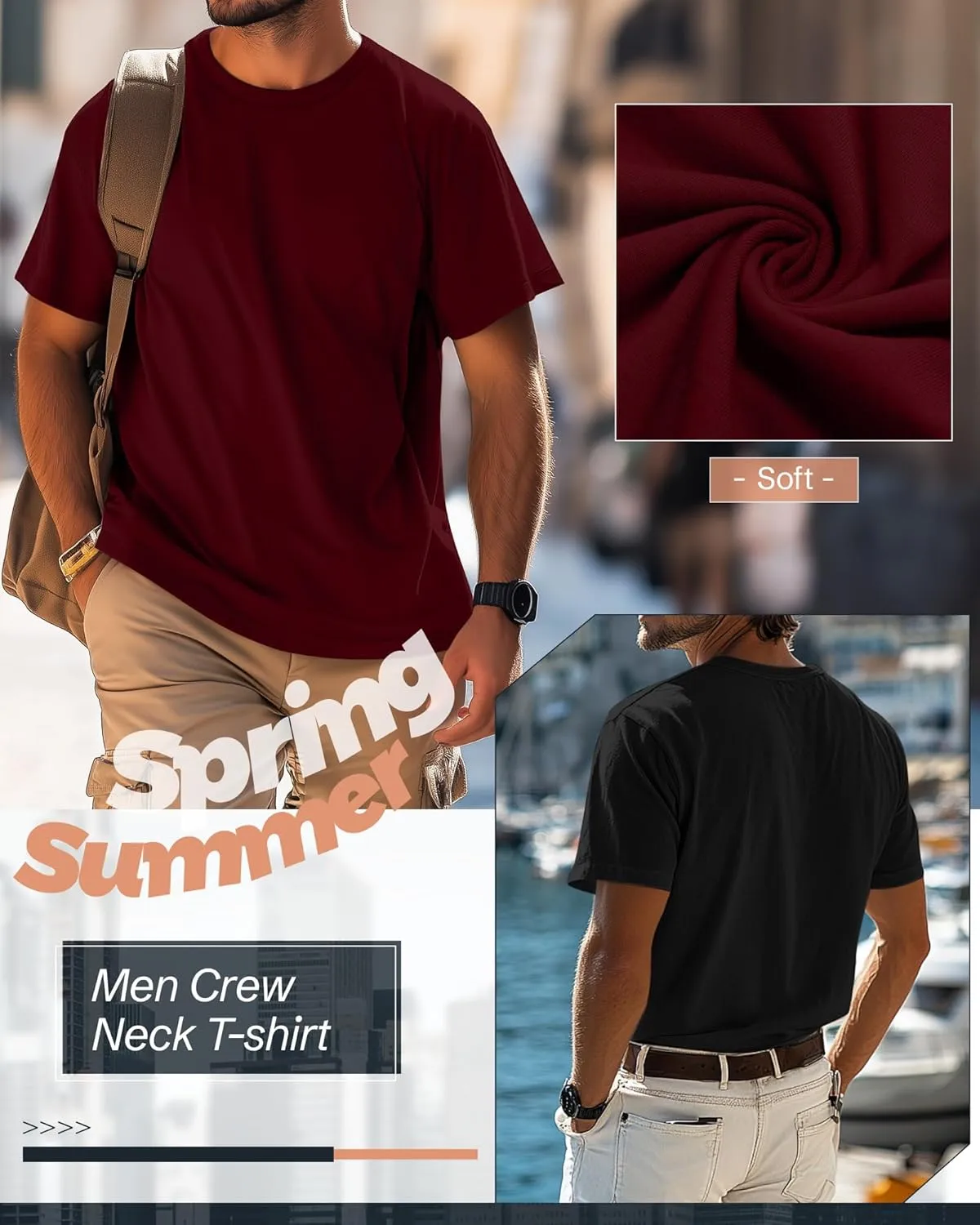 Ficerd 3 Pack Men's Big and Tall Shirts Short Sleeve Cotton Tee Crew Neck Basic Casual Top Loose Fit Summer T Shirts