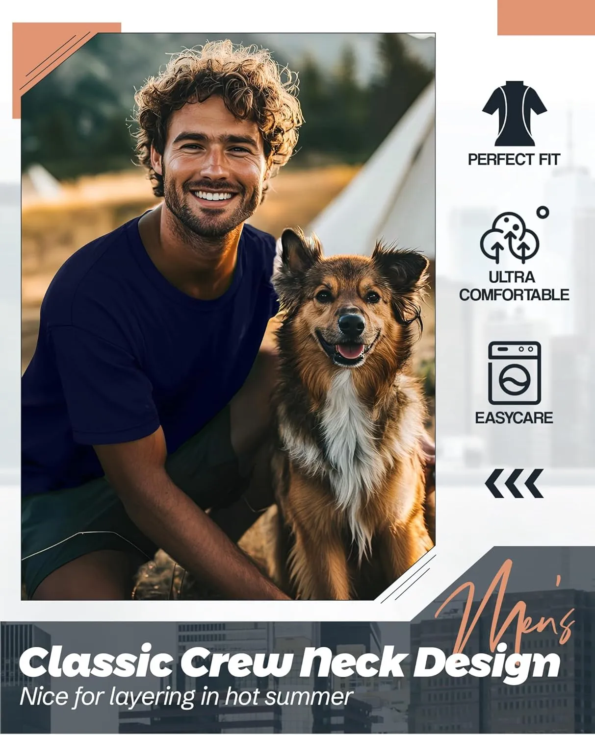 Ficerd 3 Pack Men's Big and Tall Shirts Short Sleeve Cotton Tee Crew Neck Basic Casual Top Loose Fit Summer T Shirts