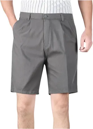 Finelylove Mens Dress Shorts Summer Pleated Front Cotton Twill Chino Golf Shorts Business Casual Work Shorts with Pockets