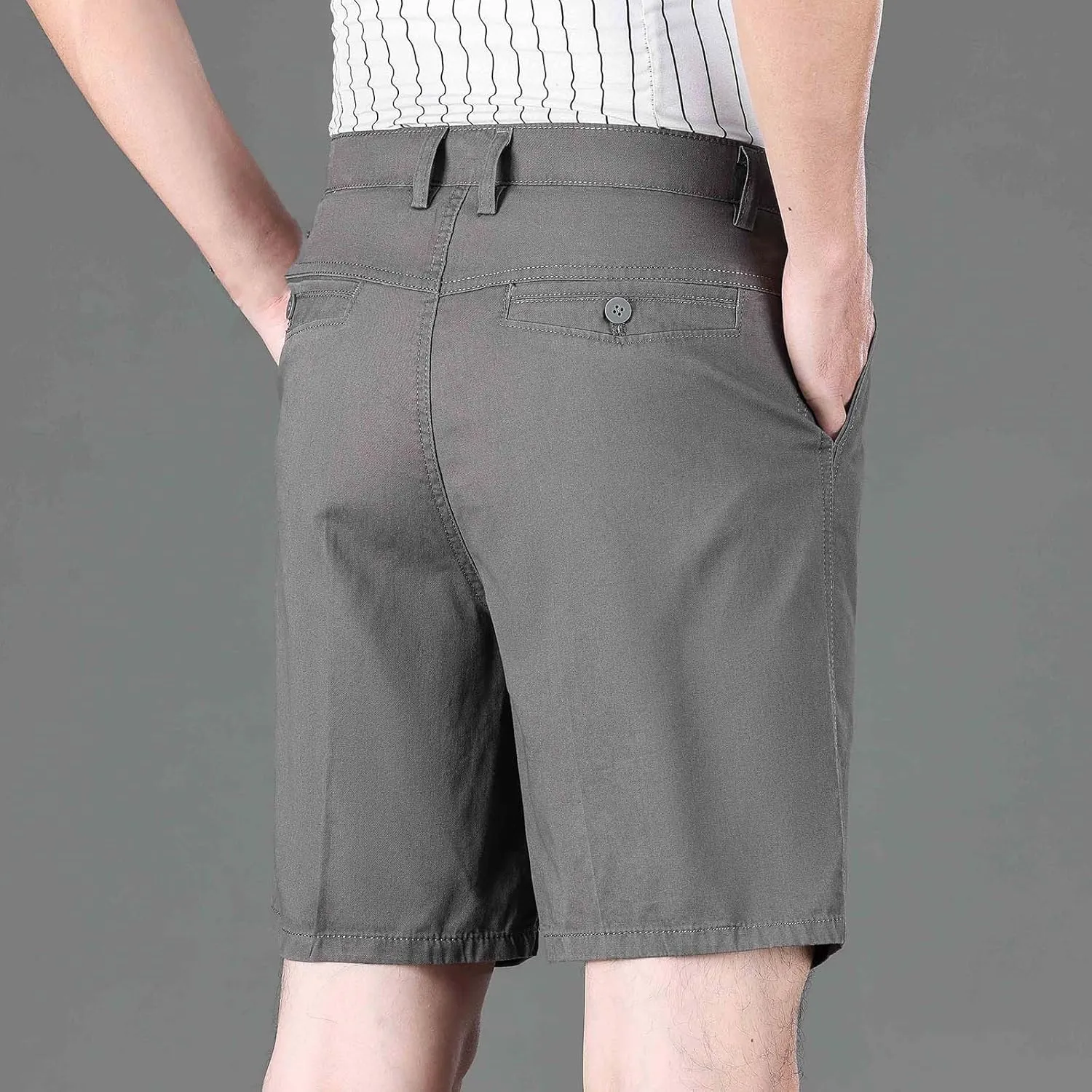 Finelylove Mens Dress Shorts Summer Pleated Front Cotton Twill Chino Golf Shorts Business Casual Work Shorts with Pockets