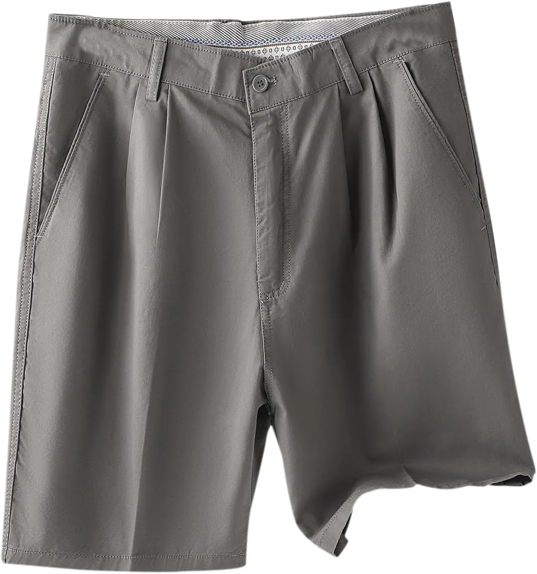 Finelylove Mens Dress Shorts Summer Pleated Front Cotton Twill Chino Golf Shorts Business Casual Work Shorts with Pockets
