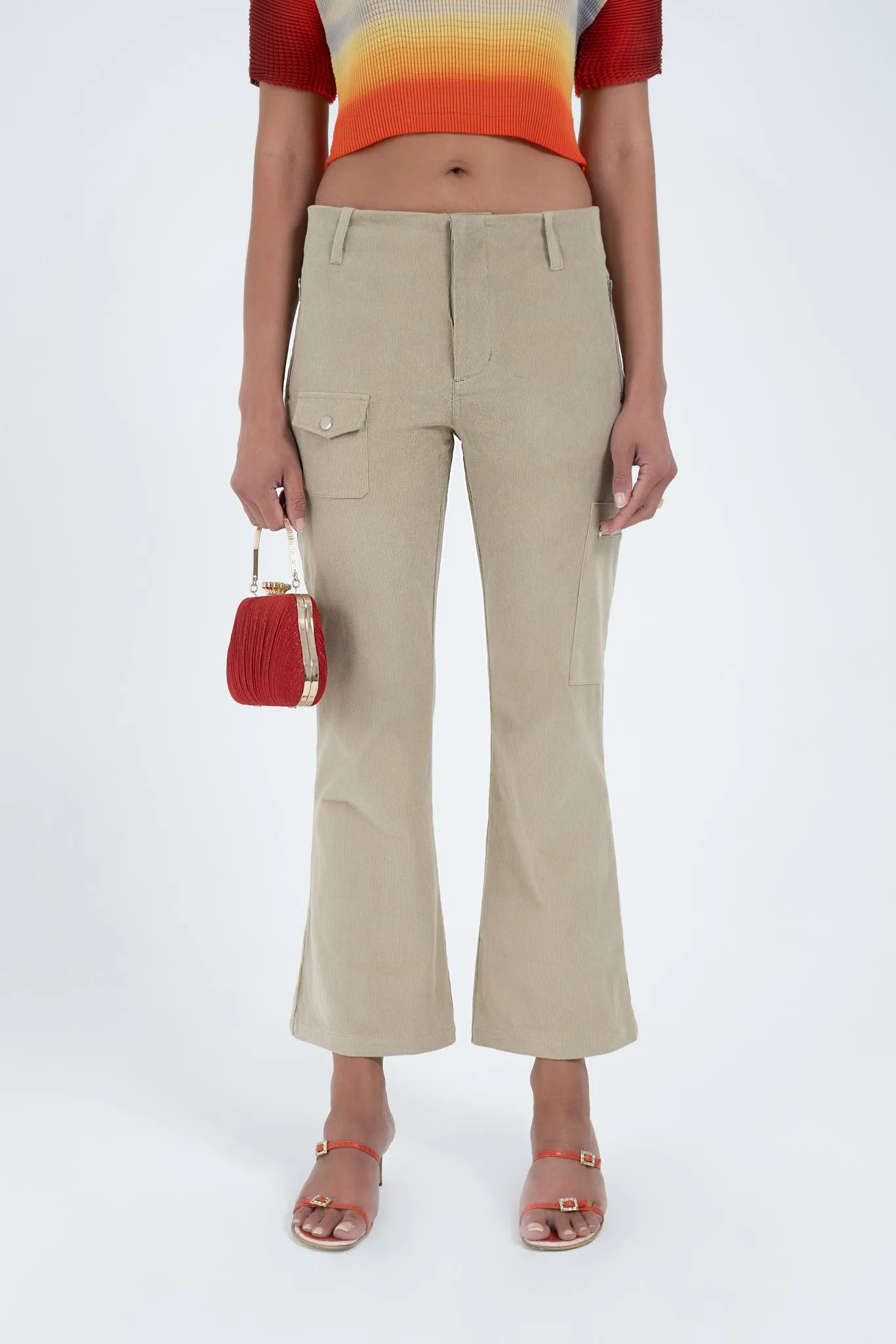 Flared Utility Pant in Khaki