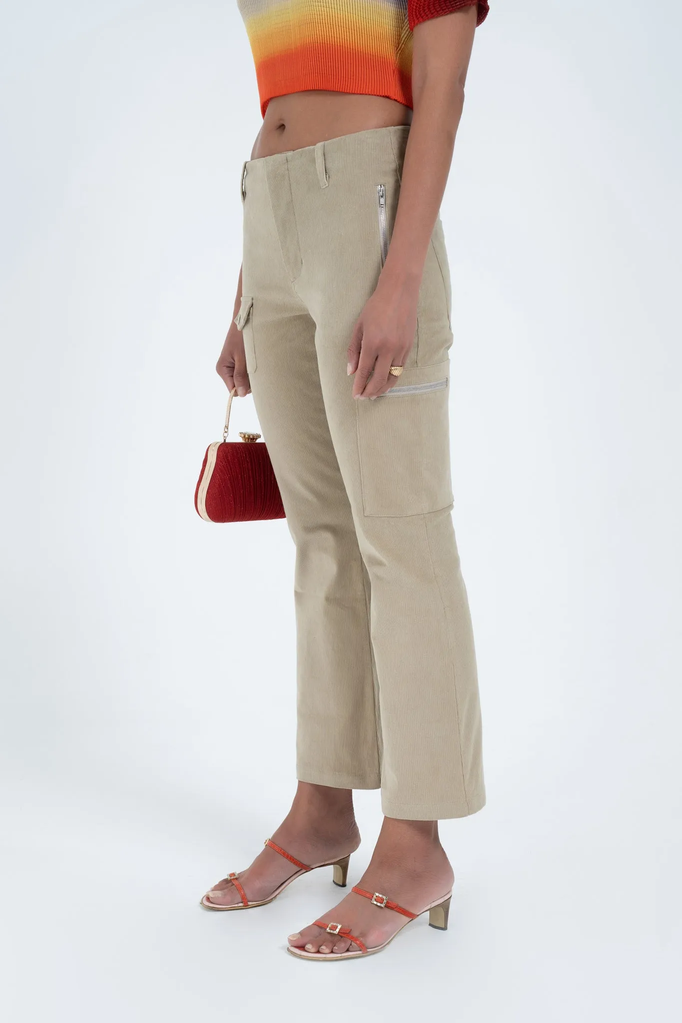 Flared Utility Pant in Khaki